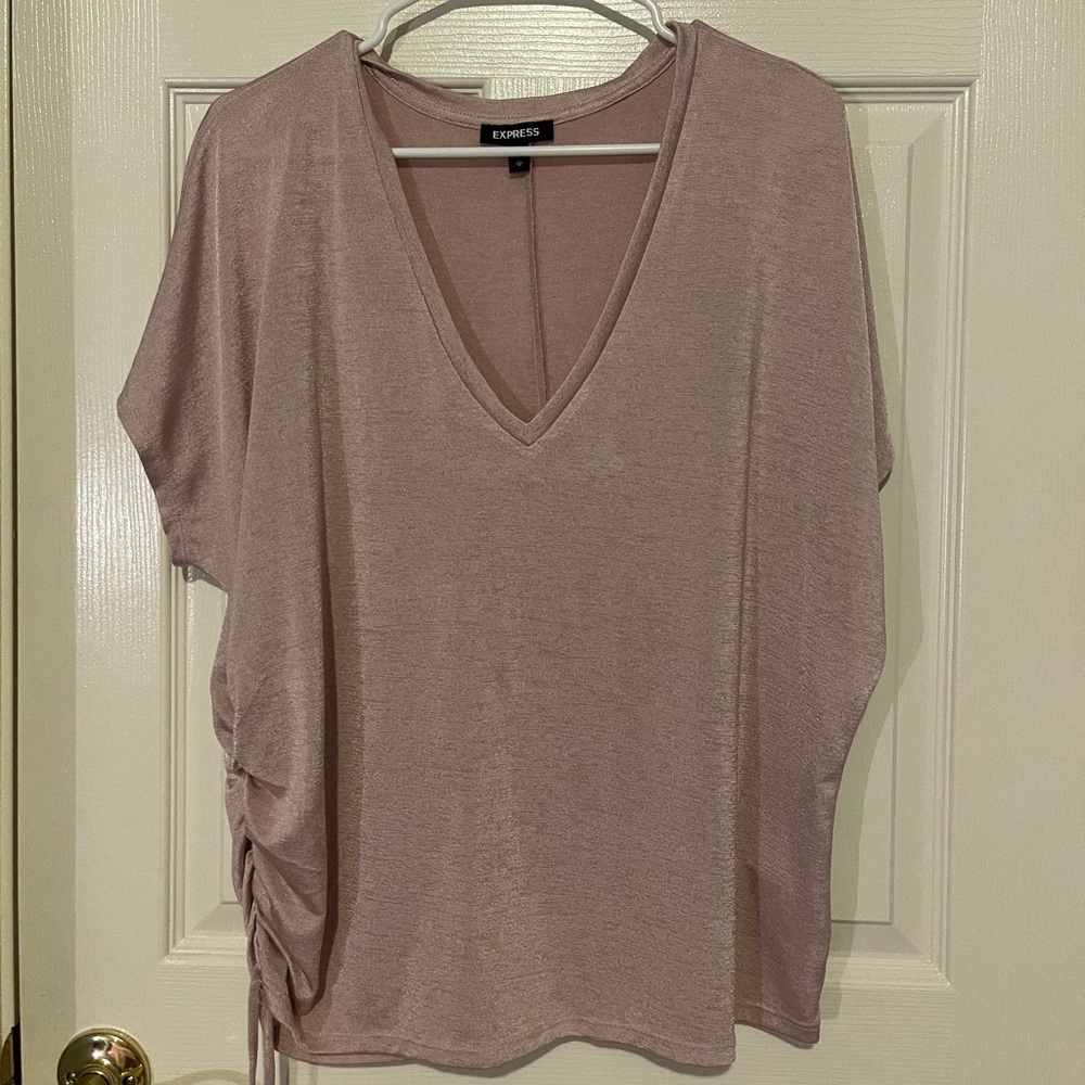 Metallic Clinched V-Neck Tee
